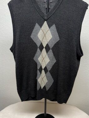 Dockers Black Argyle V-Neck Sweater Vest